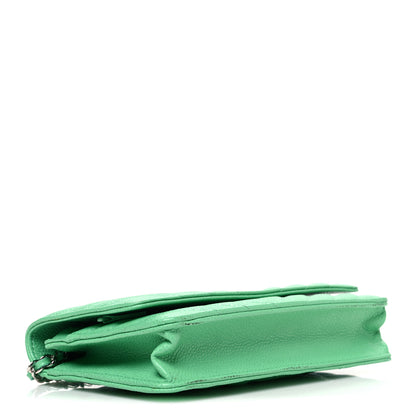 Chanel Caviar Chevron Quilted Wallet On Chain WOC Green 4 of 12