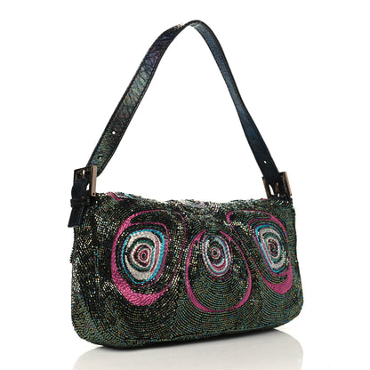 Fendi Metallic Calfskin Peacock Beaded Baguette Multicolor 3 of 11