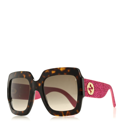 Gucci Square Frame GG0102S Sunglasses Glitter Pink Multi 1 of 8
