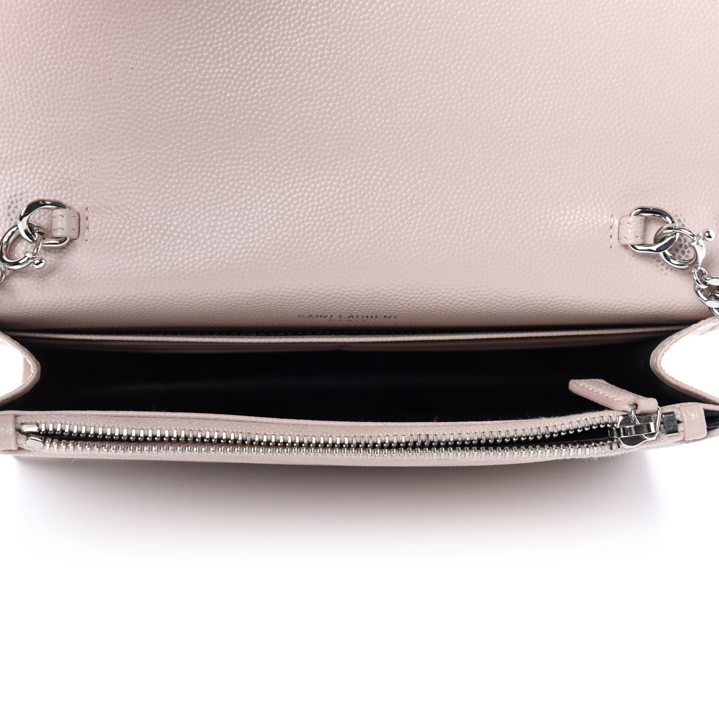 Grain De Poudre Matelasse Chevron Monogram Envelope Chain Wallet Pink White