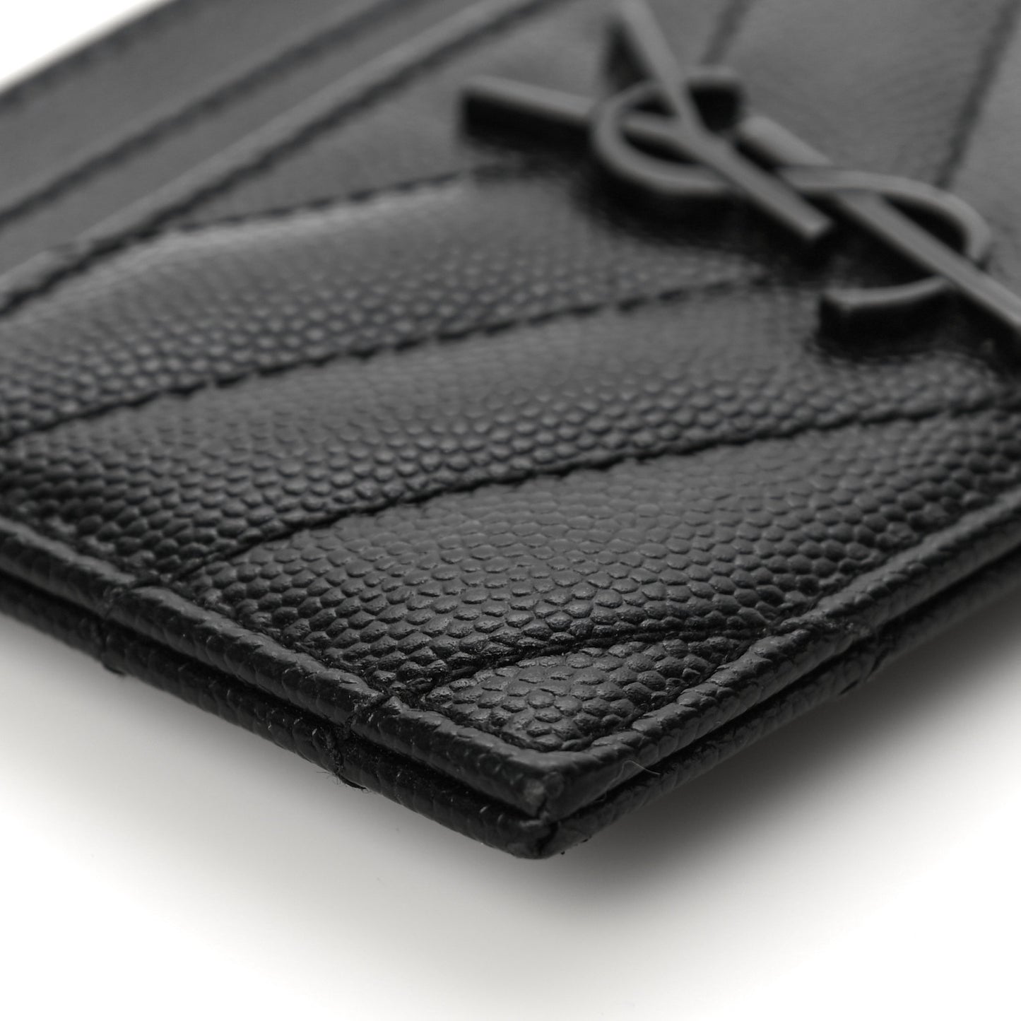 Grain De Poudre Matelasse Chevron Monogram Credit Card Case Black