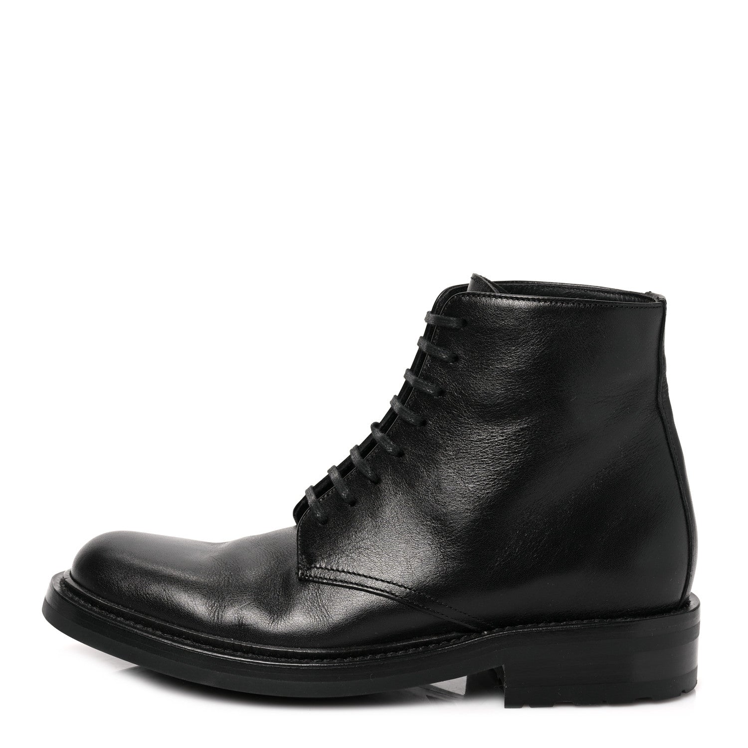 Saint Laurent Kangaroo Calfskin Womens Army 20 Lace Up Booties 36 Black 1 of 8