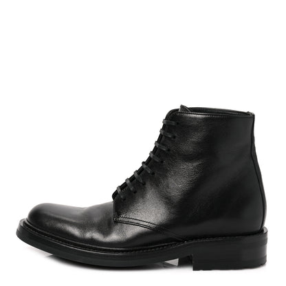 Saint Laurent Kangaroo Calfskin Womens Army 20 Lace Up Booties 36 Black 1 of 8