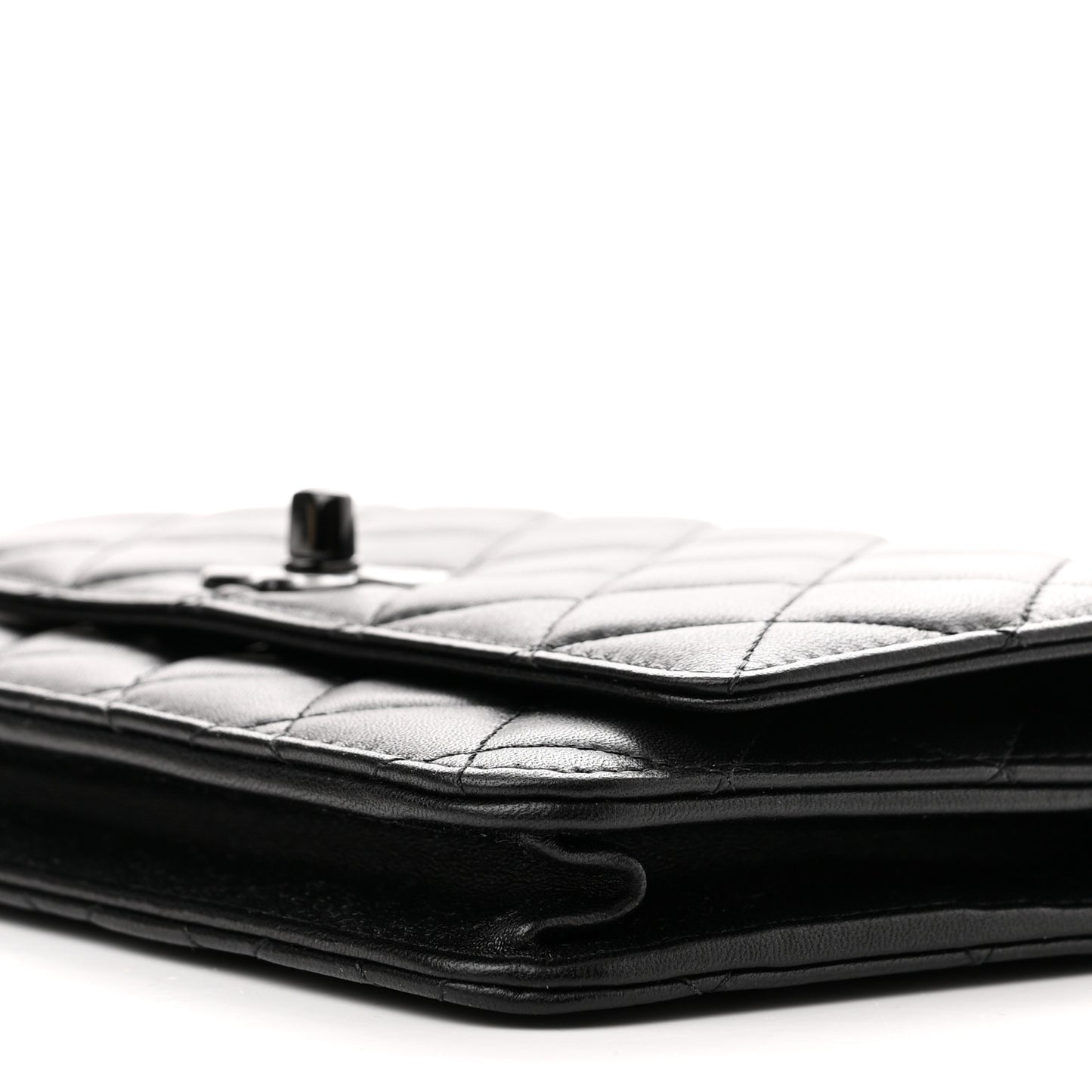 Lambskin Quilted Trendy CC Wallet On Chain WOC So Black
