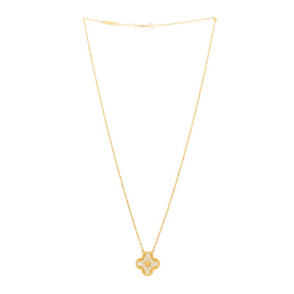 Van Cleef & Arpels 18K Yellow Gold Diamond Vintage Alhambra Pendant Necklace 3 of 6