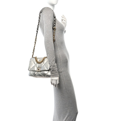 Chanel Metallic Lambskin Quilted Medium Chanel 19 Flap Silver 2 of 11
