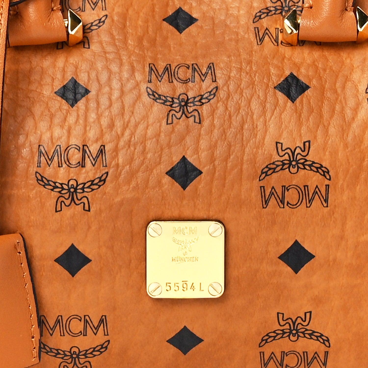 MCM Visetos Small Essential Boston Bag Cognac 8 of 11