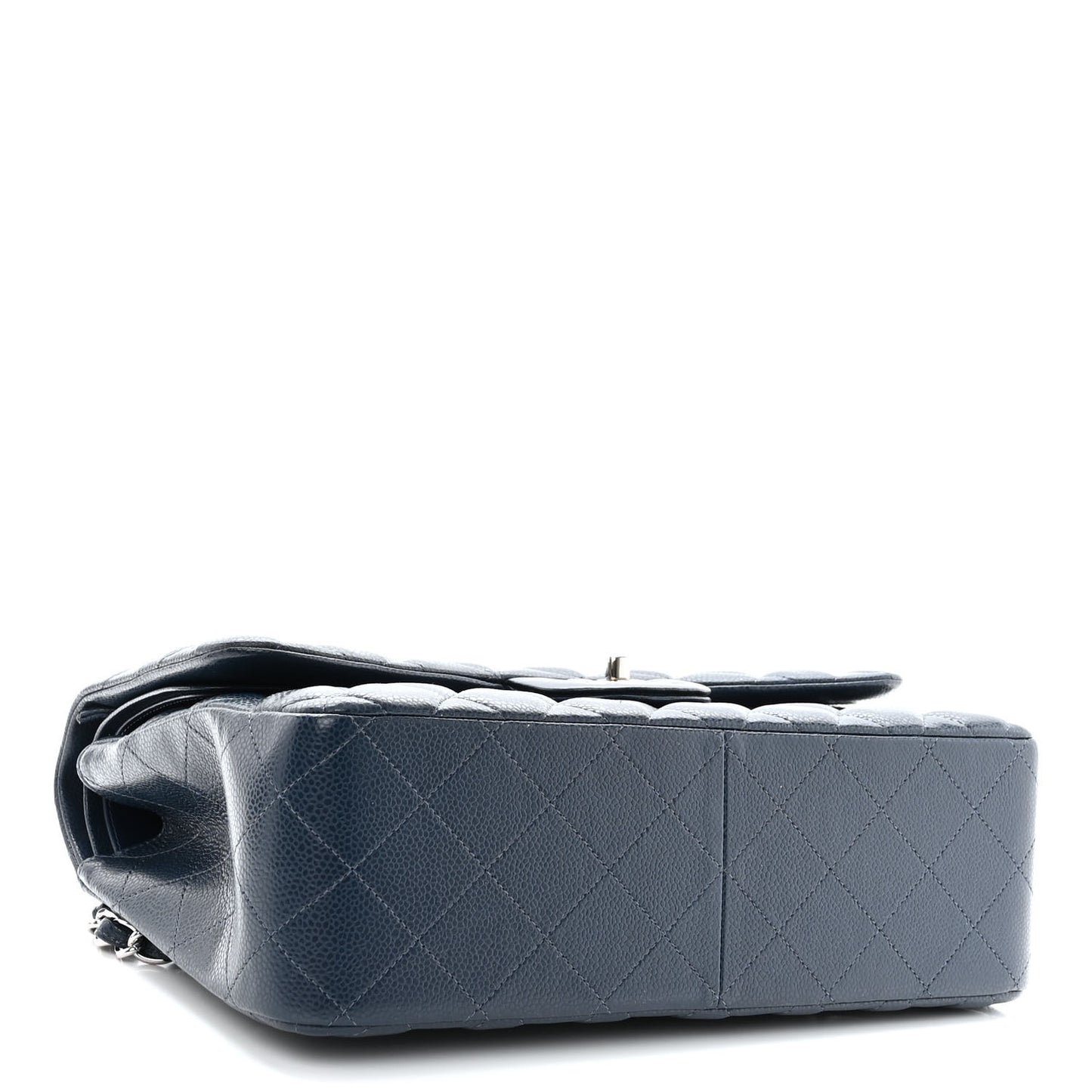 Caviar Quilted Jumbo Double Flap Navy Blue