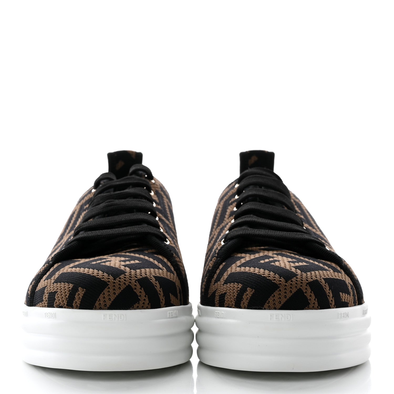 Fendi Fabric FF Micro-Perforated Rise Low Top Sneakers 39 Tobacco Black 2 of 10