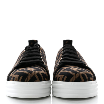 Fendi Fabric FF Micro-Perforated Rise Low Top Sneakers 39 Tobacco Black 2 of 10