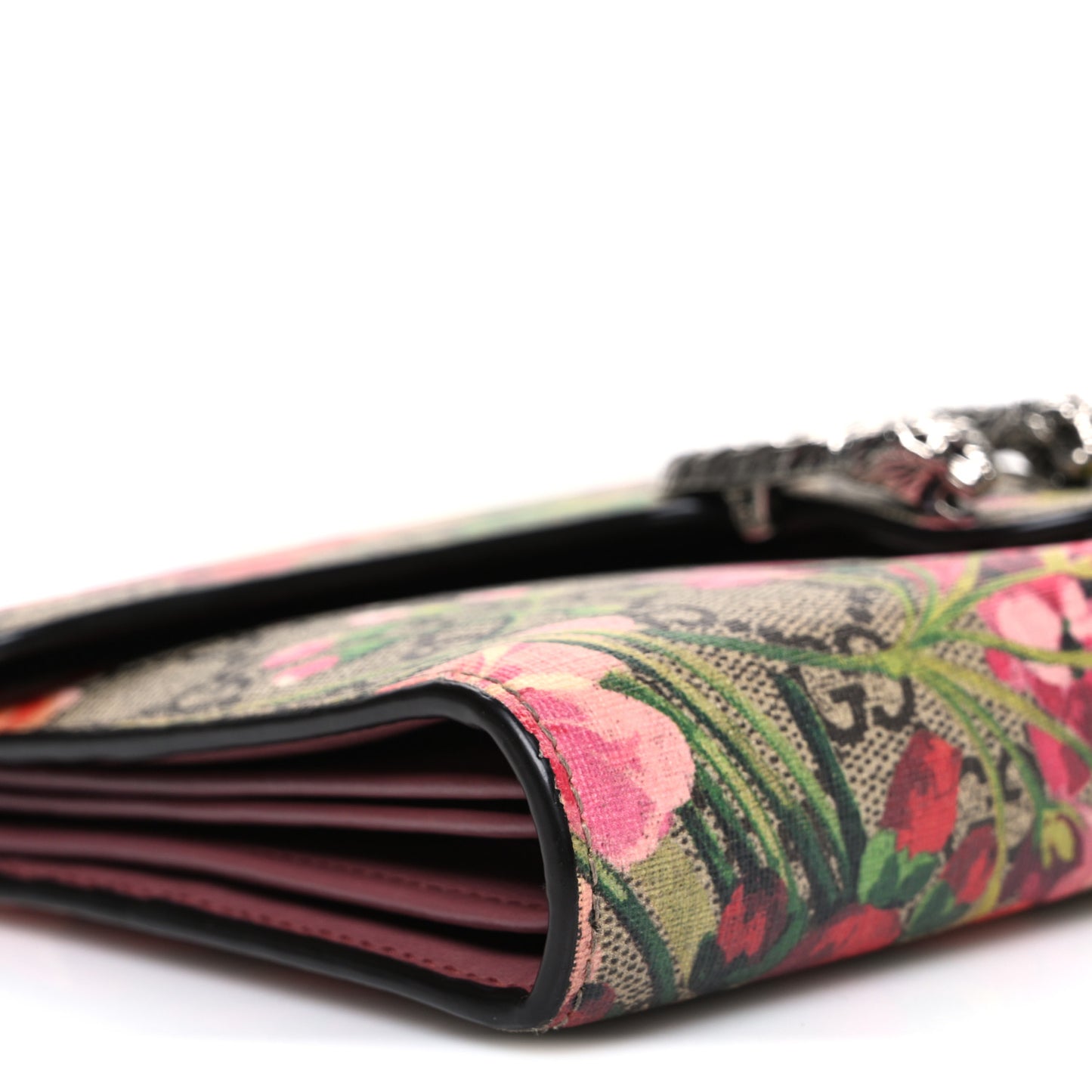 GG Supreme Monogram Blooms Mini Dionysus Chain Wallet Beige Multicolor Dry Rose