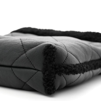 Chanel Shearling Aged Lambskin Quilted Small Chanel 22 Black 12 of 13