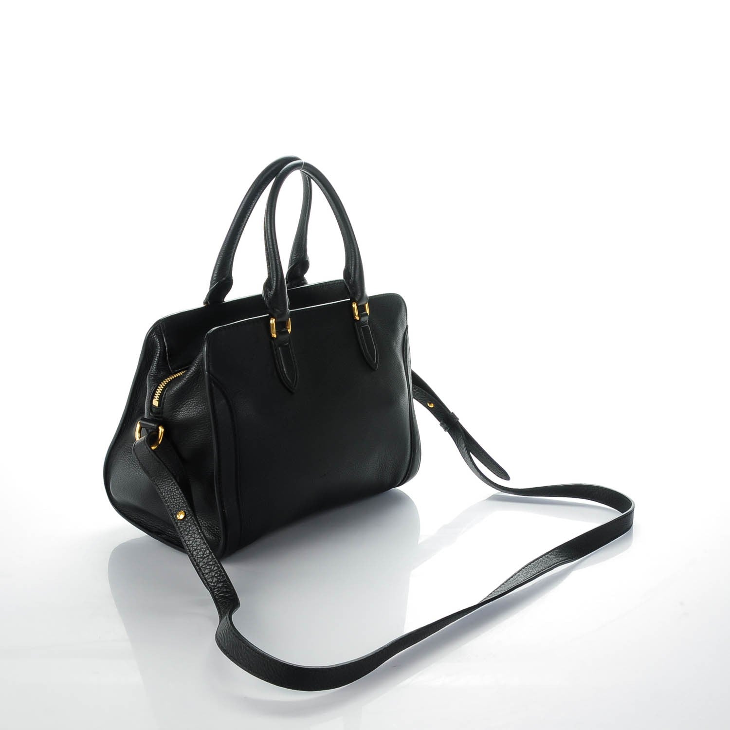 Alexander McQueen Pebbled Calfskin Small Skull Padlock Zip Around Tote Black 3 of 7