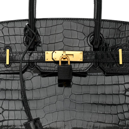 Hermes Shiny Porosus Crocodile Birkin 30 Black 8 of 11
