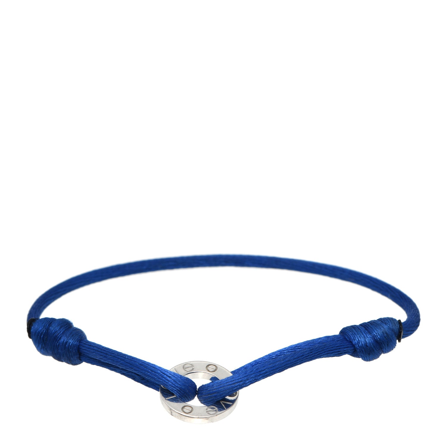 Cartier 18K White Gold Diamond LOVE Adjustable Cord Bracelet Royal Blue 1 of 4