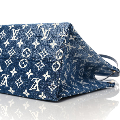 Louis Vuitton Monogram Jacquard Denim Onthego MM Bleu 8 of 9