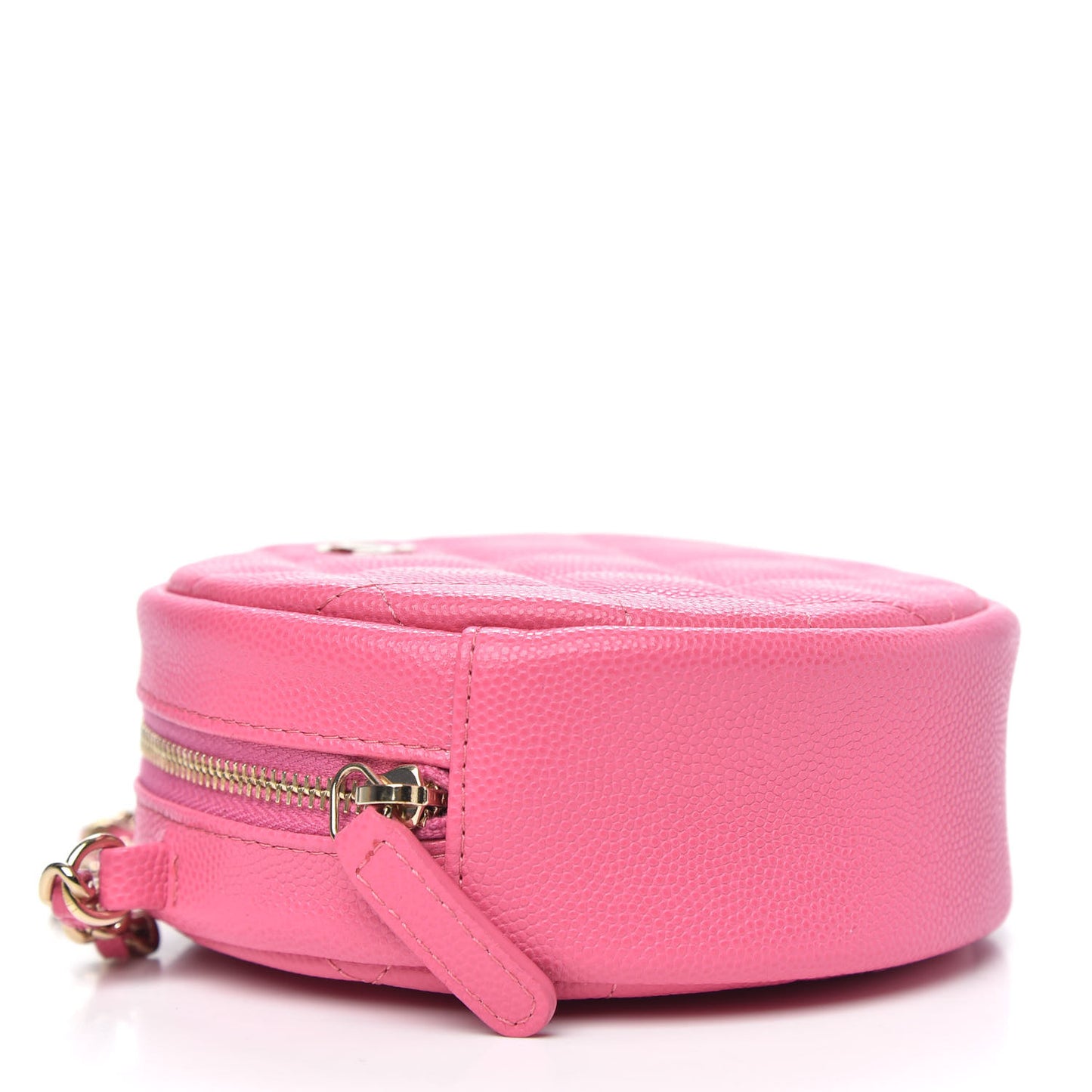 Caviar Quilted Round Clutch With Chain Pink
