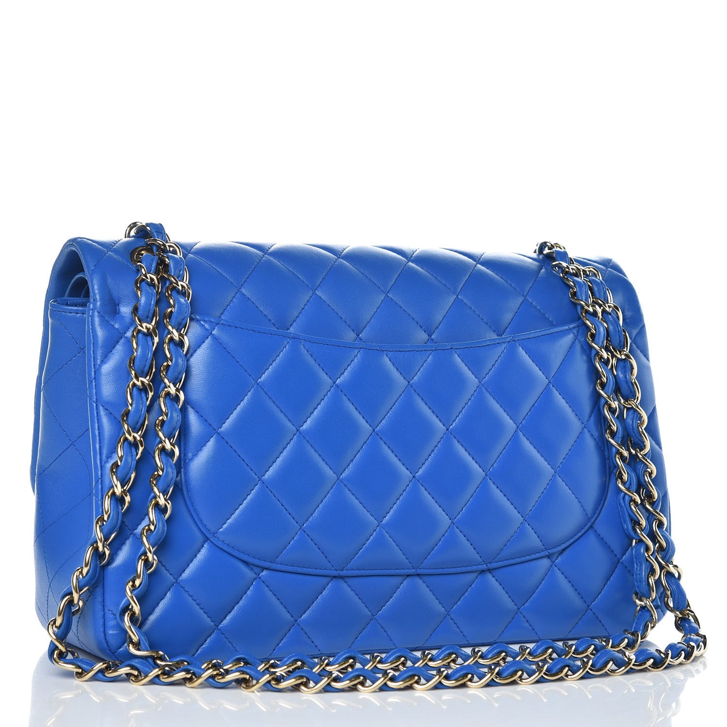 Lambskin Quilted Jumbo Double Flap Blue