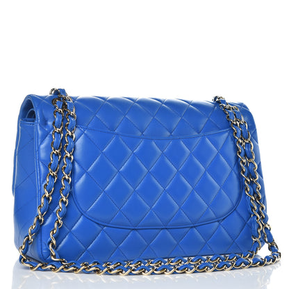 Chanel Lambskin Quilted Jumbo Double Flap Blue 3 of 9