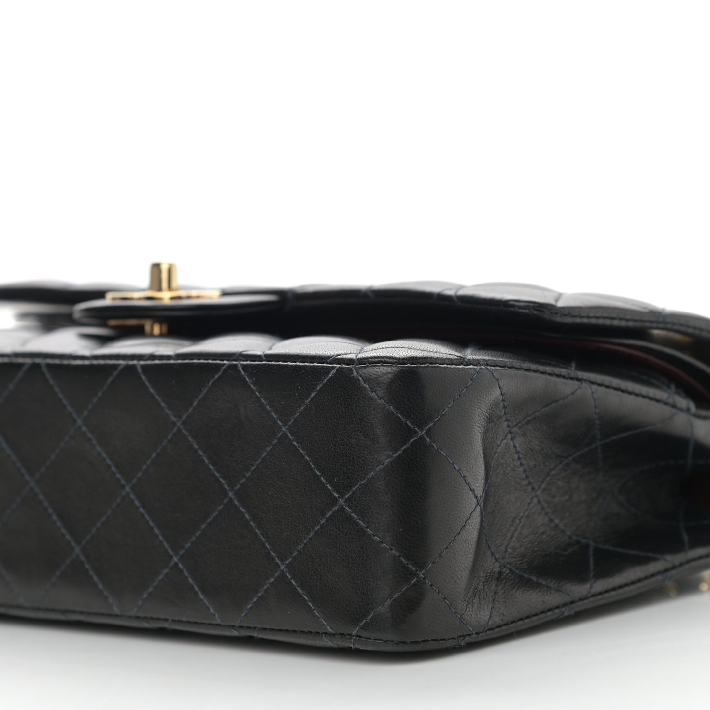 Lambskin Quilted Medium Double Flap Black