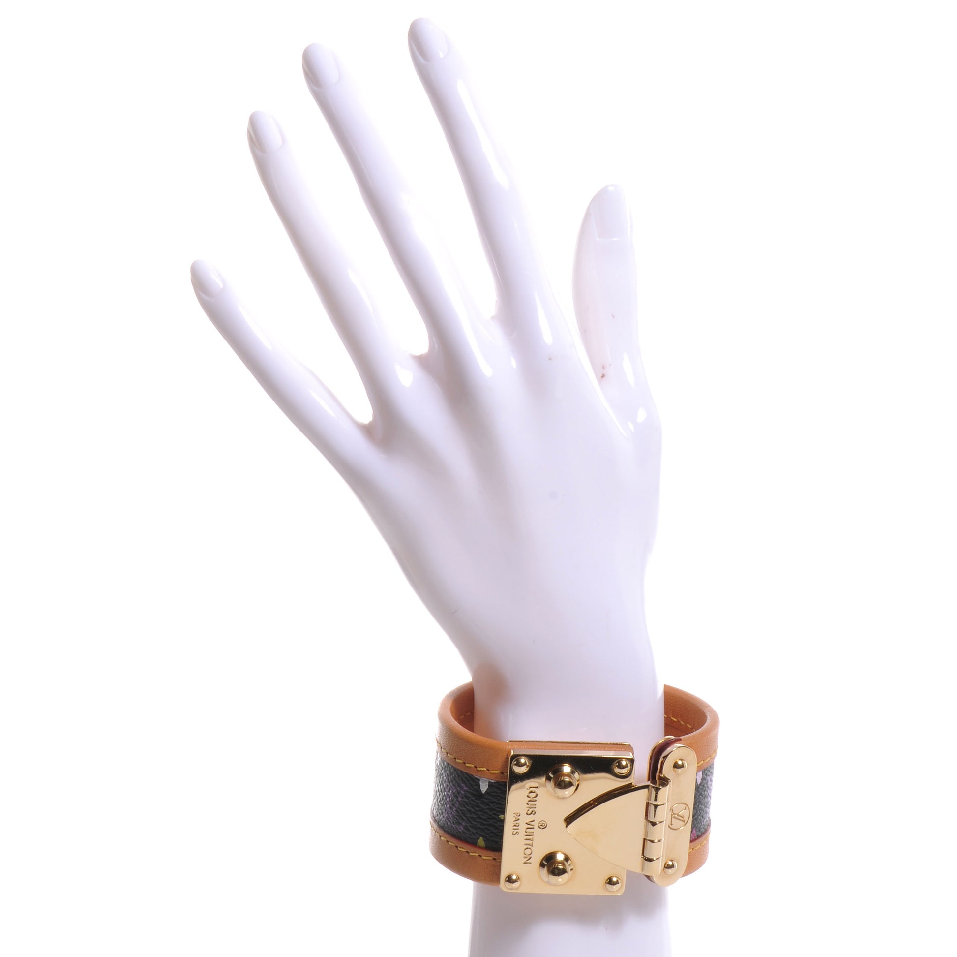 Louis Vuitton Monogram Multicolor S Lock Bracelet Black 2 of 8
