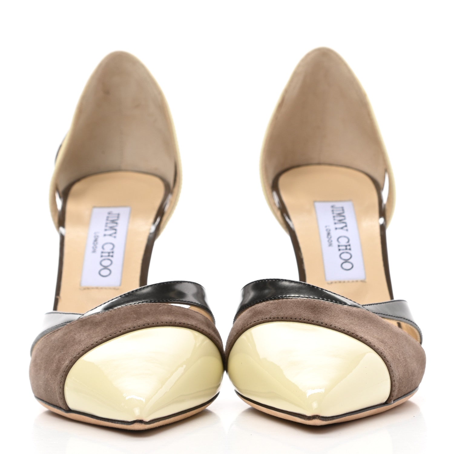 Jimmy Choo Patent Suede Marcine 100 Pumps 39 Off White Mink Anthracite 2 of 11