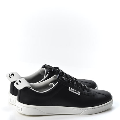 Chanel Calfskin CC Womens Sneakers 37.5 Black 4 of 9