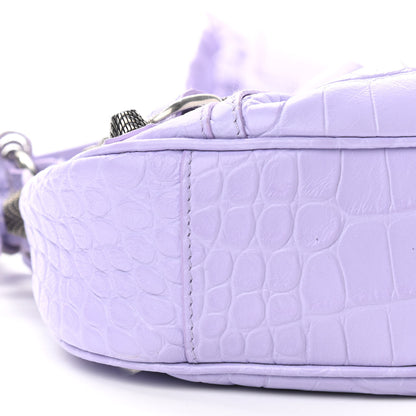 Balenciaga Extra Supple Calfskin Crocodile Embossed Le Cagole Shoulder Bag XS Lilac 9 of 10