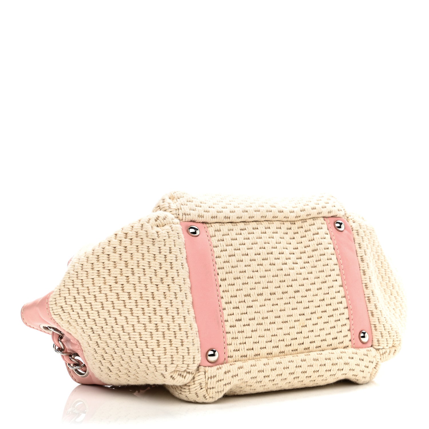 Chanel Canvas Woven Lambskin Lax Accordion Hobo Pink 4 of 11