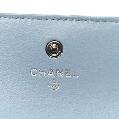 Chanel Lambskin Camellia Embossed Compact Wallet Light Blue 6 of 9