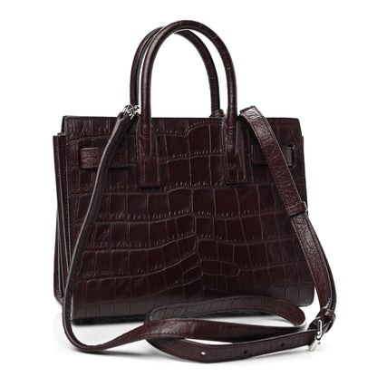 Saint Laurent Calfskin Crocodile Embossed Nano Sac De Jour Bordeaux 2 of 4