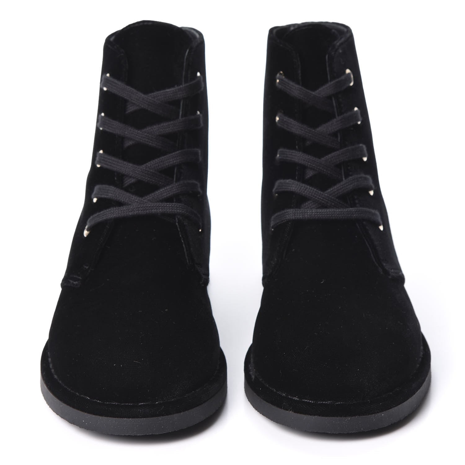 Chanel Velvet CC Lace Up Boots 36.5 Black 2 of 9