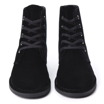 Chanel Velvet CC Lace Up Boots 36.5 Black 2 of 9