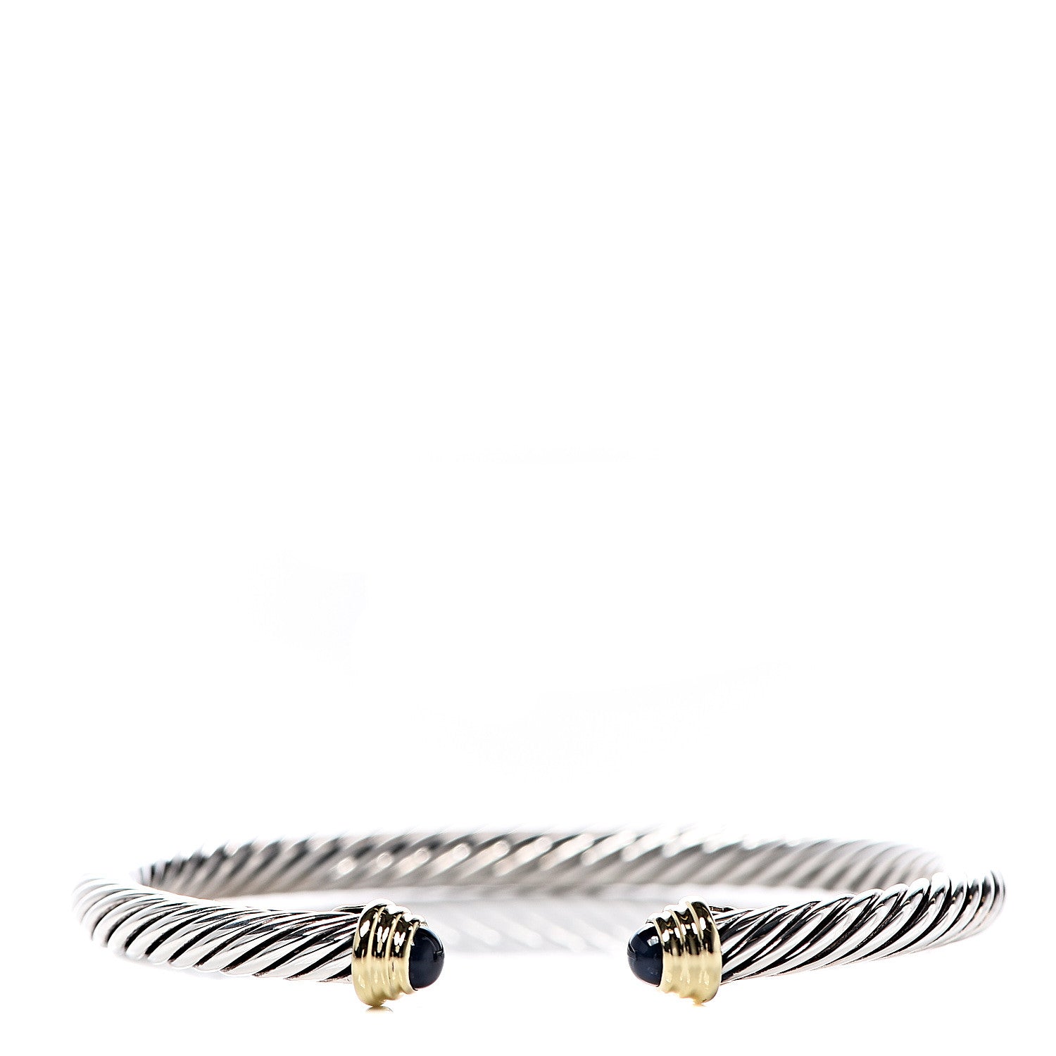 David Yurman Sterling Silver 18K Yellow Gold Blue Sapphire 4mm Cable Kids Birthstone Bracelet 1 of 5