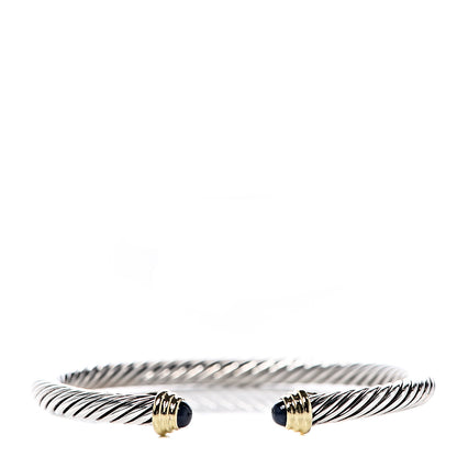 David Yurman Sterling Silver 18K Yellow Gold Blue Sapphire 4mm Cable Kids Birthstone Bracelet 1 of 5