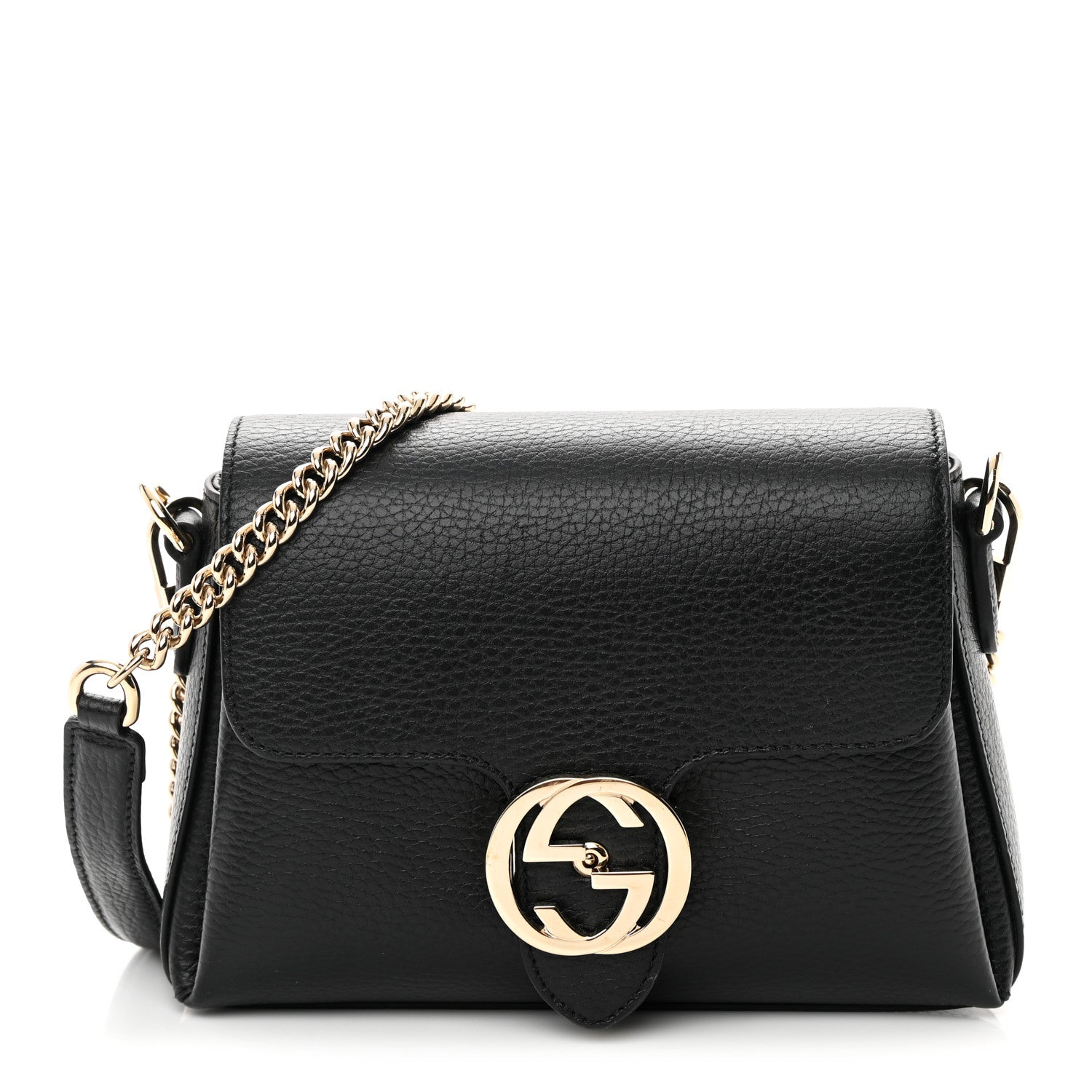 Gucci Dollar Calfskin Interlocking G Crossbody Bag Black 1 of 11