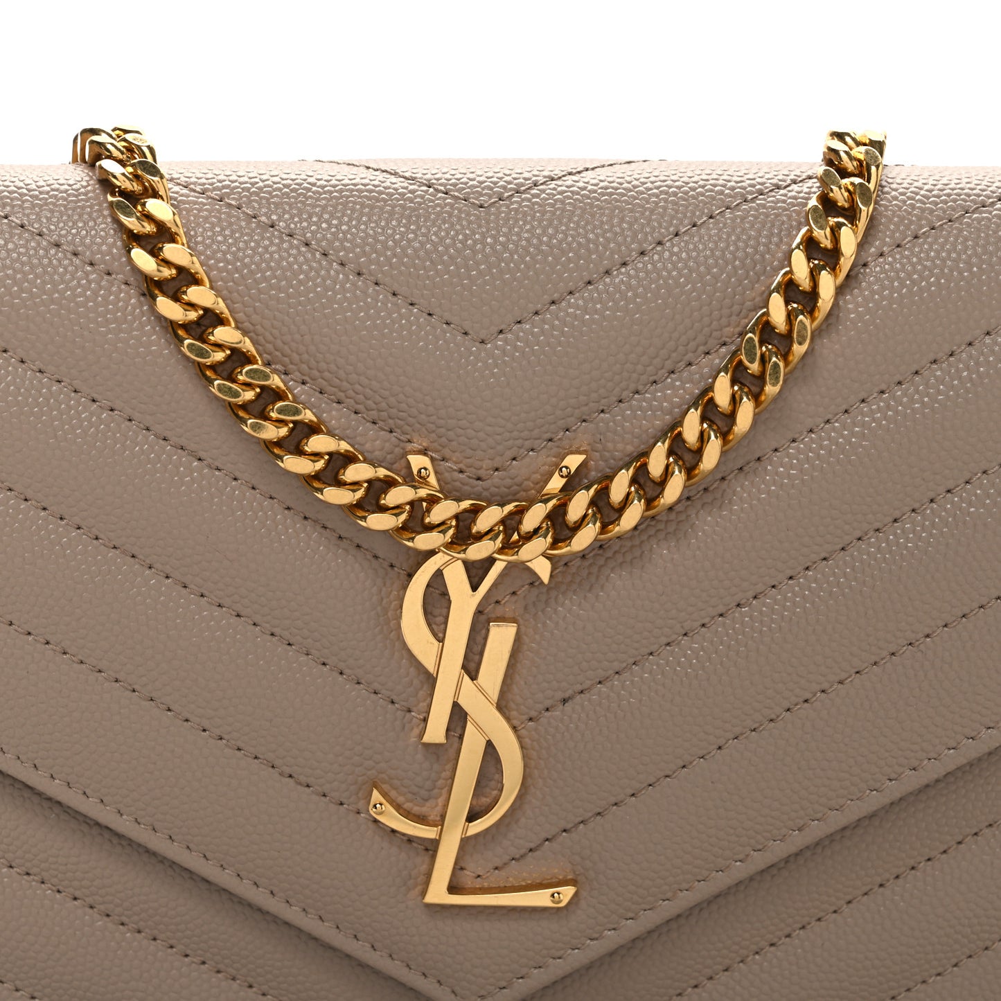 Grain De Poudre Matelasse Chevron Monogram Chain Wallet Nude Powder