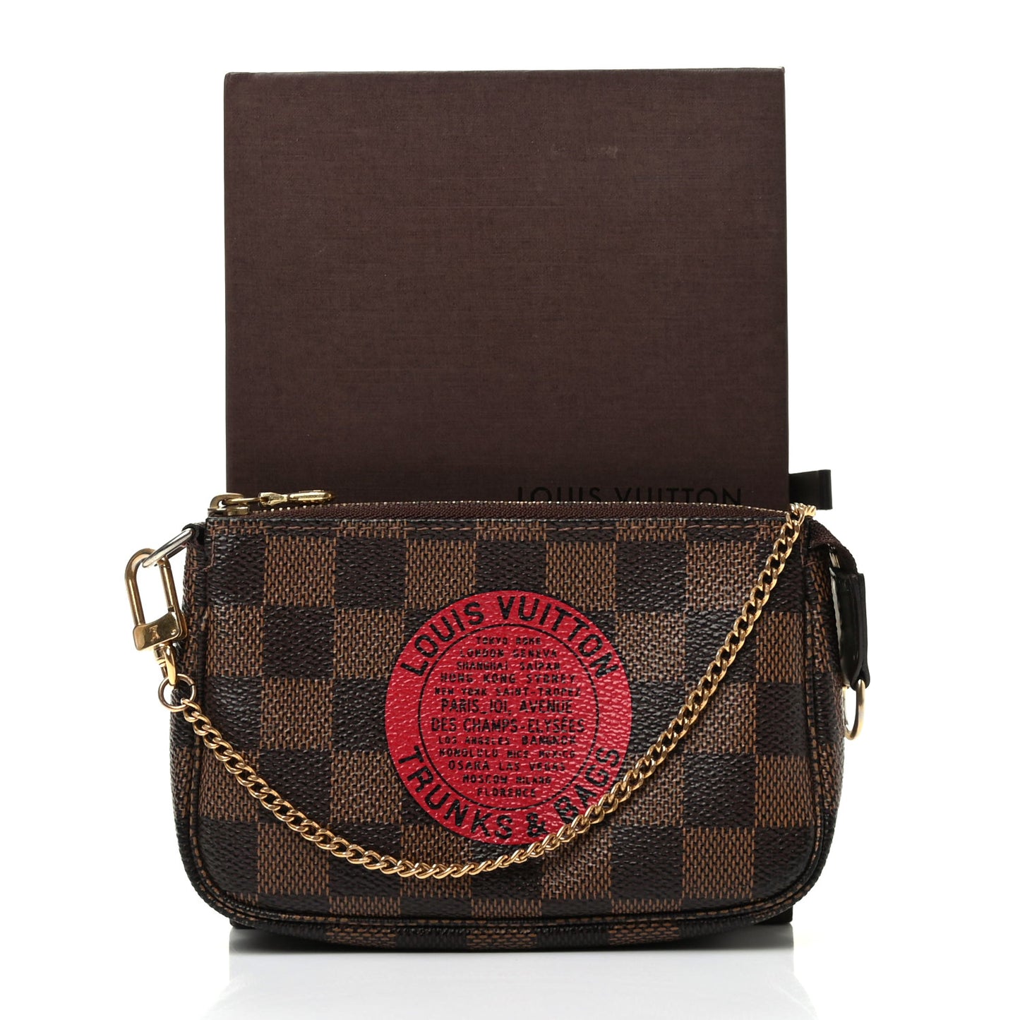 Damier Ebene Complice Trunks and Bags Mini Pochette Accessories Red