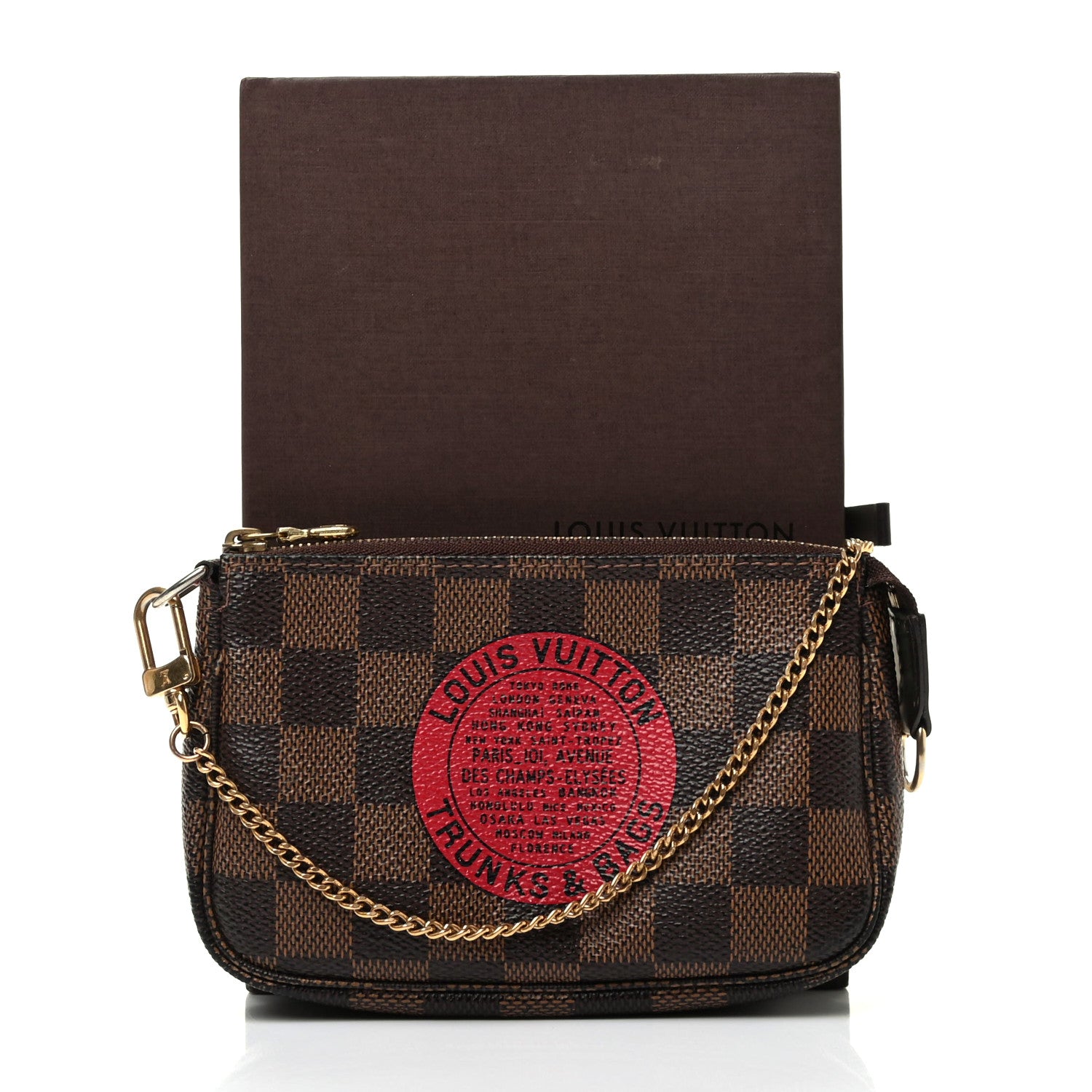Louis Vuitton Damier Ebene Complice Trunks and Bags Mini Pochette Accessories Red 9 of 9