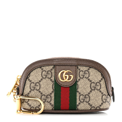 Gucci GG Supreme Monogram Web Ophidia Dome Key Pouch Beige New Acero 1 of 9