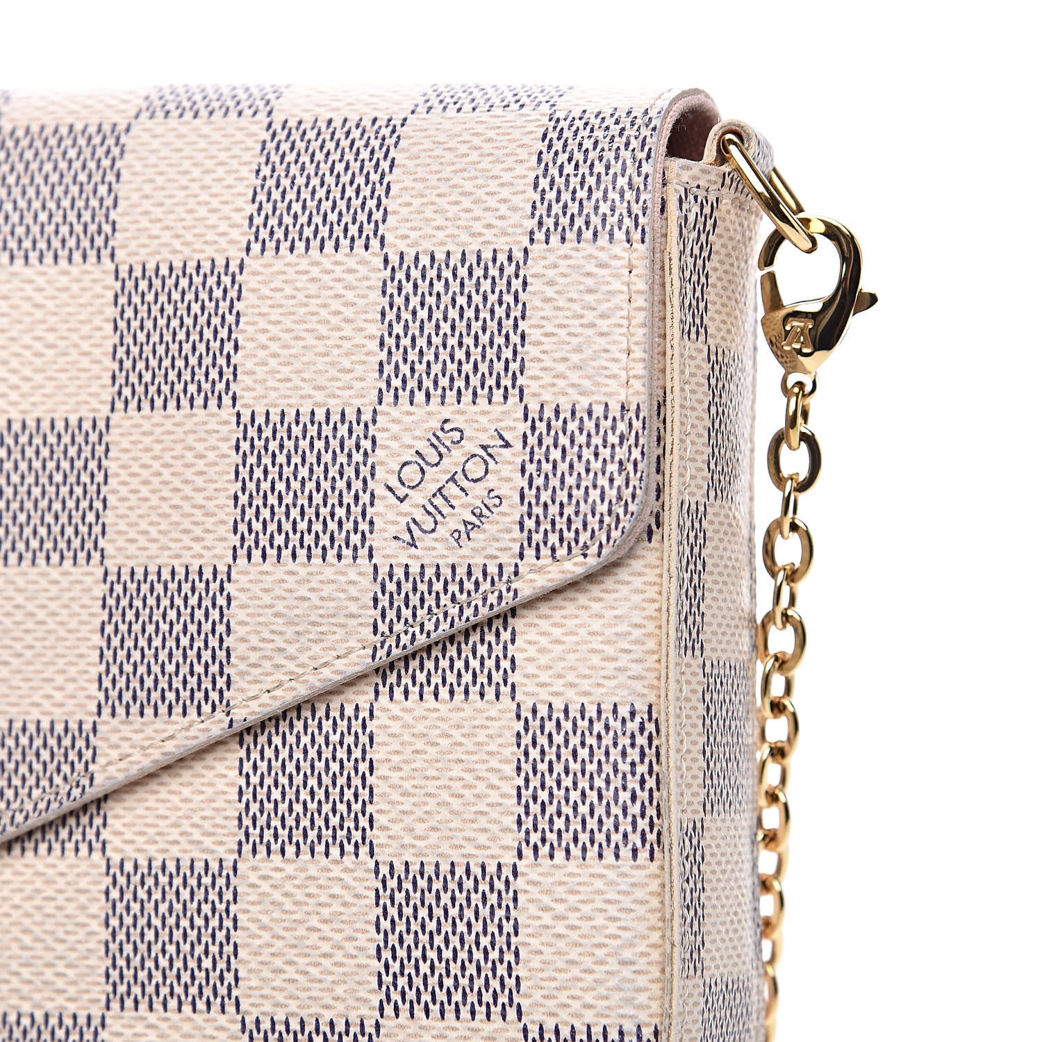 Louis Vuitton Damier Azur Pochette Felicie Chain Wallet Rose Ballerine 10 of 16
