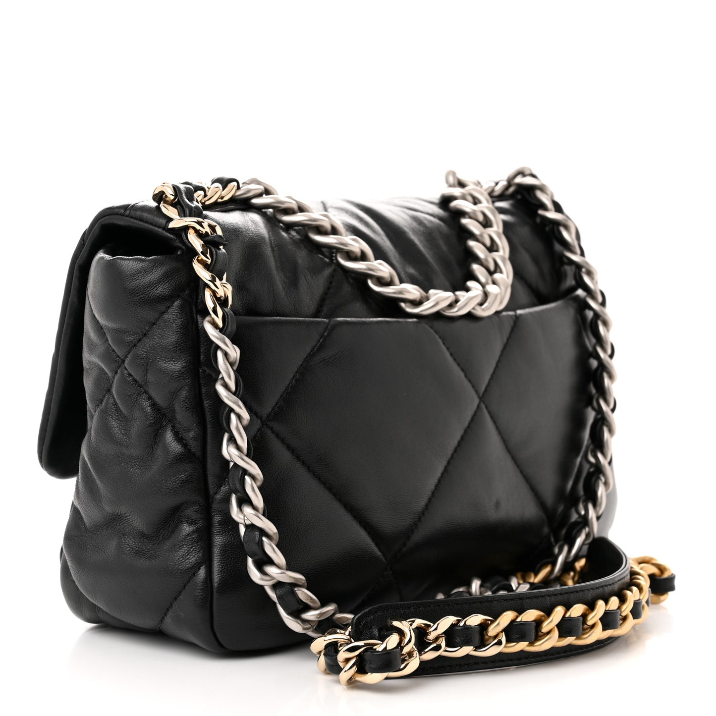 Lambskin Quilted Medium Chanel 19 Flap Black