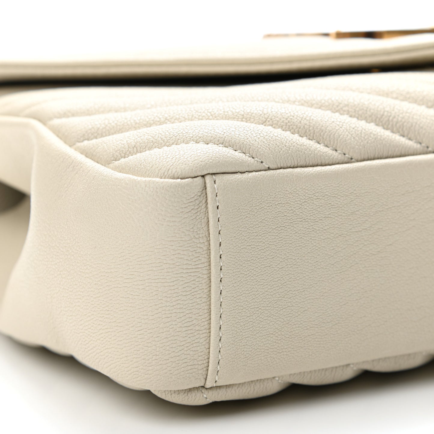 Sheepskin Matelasse Chevron Monogram Medium College Bag Vintage Blanc