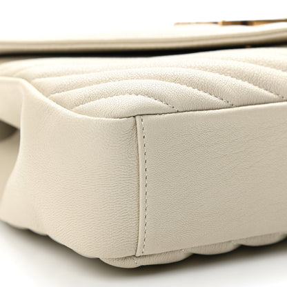 Saint Laurent Sheepskin Matelasse Chevron Monogram Medium College Bag Vintage Blanc 9 of 11