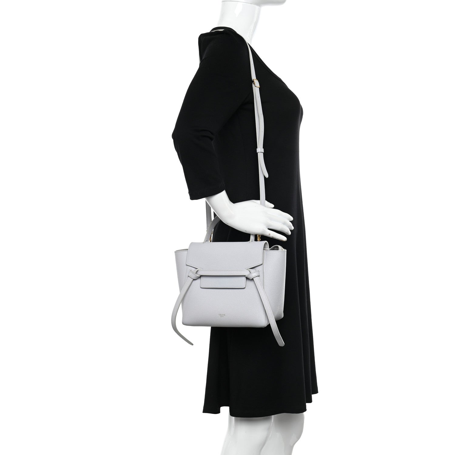 Celine Grained Calfskin Nano Belt Bag Mineral 2 of 12