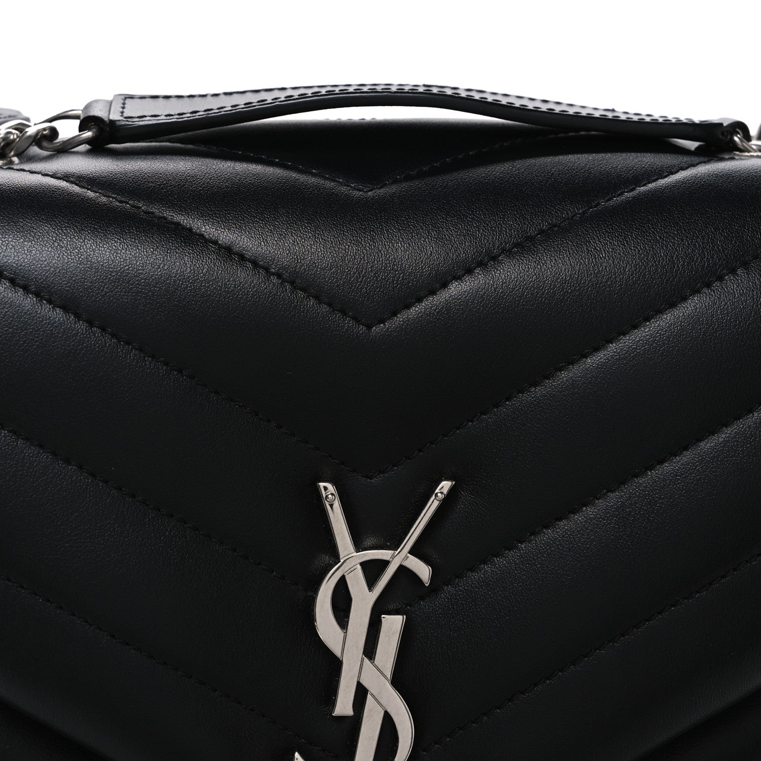 Saint Laurent Calfskin Y Quilted Monogram Medium Loulou Chain Satchel Black 8 of 10