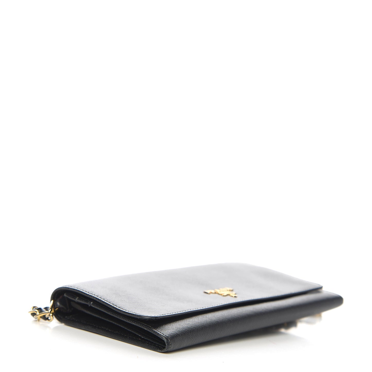 Saffiano Metal Oro Chain Wallet Black