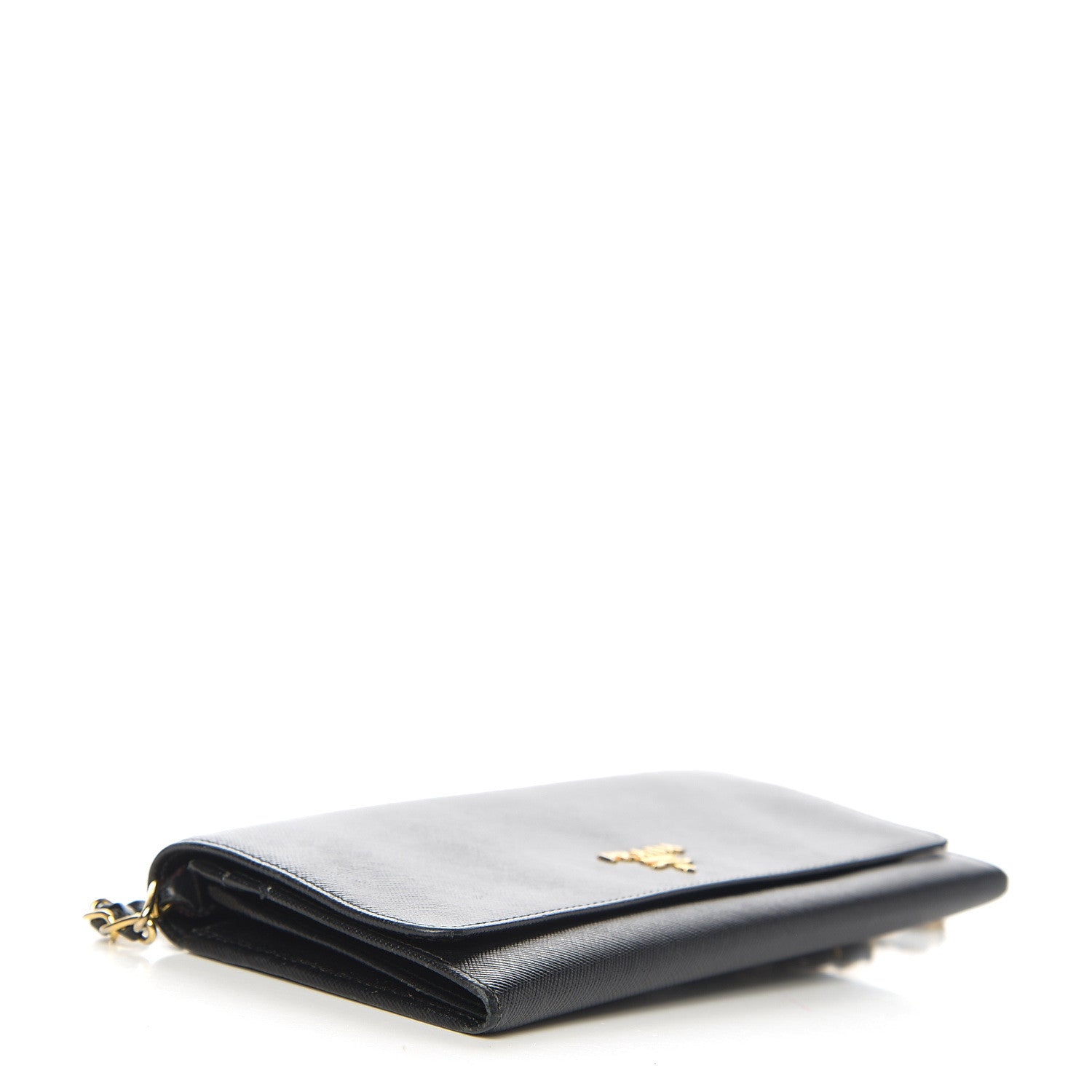 Prada Saffiano Metal Oro Chain Wallet Black 3 of 11