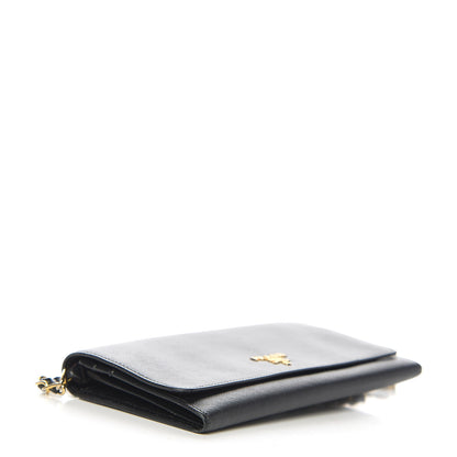 Prada Saffiano Metal Oro Chain Wallet Black 3 of 11