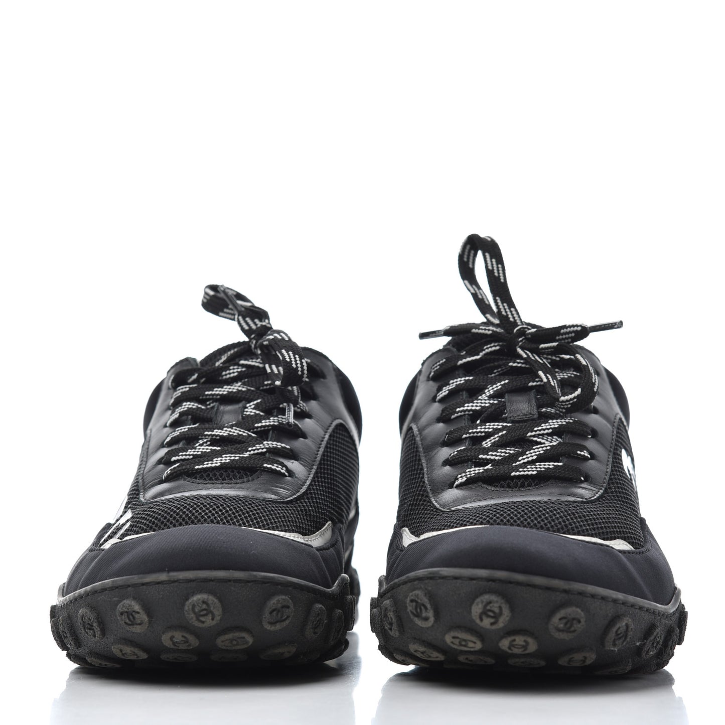 Calfskin Mesh Lycra Sneakers 39 Black